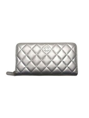 Chanel Quilted Leather Zip Around Wallet